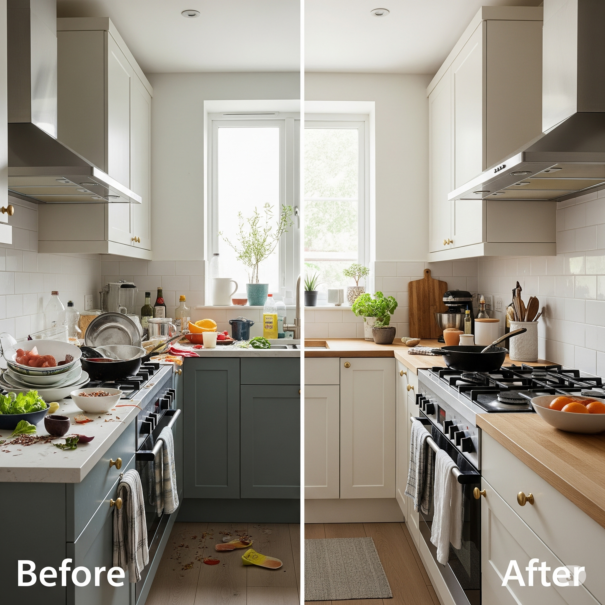 Clean kitchen representing entropy reduction